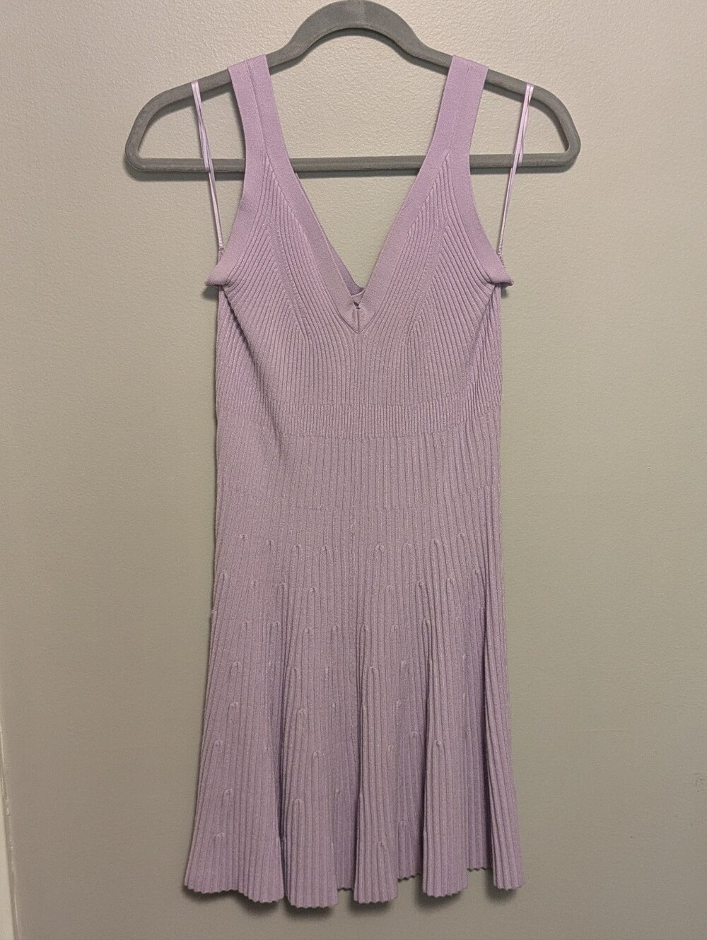 Express Lavender Purple V Neck Ribbed Sweater Dress